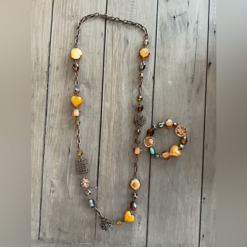 Latasia Boho Y2K Beaded Long Necklace & Bracelet Set